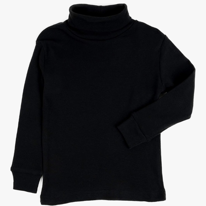Toddler Girls/ Boys Solid Black Turtleneck Shirt 100% Cotton 3t